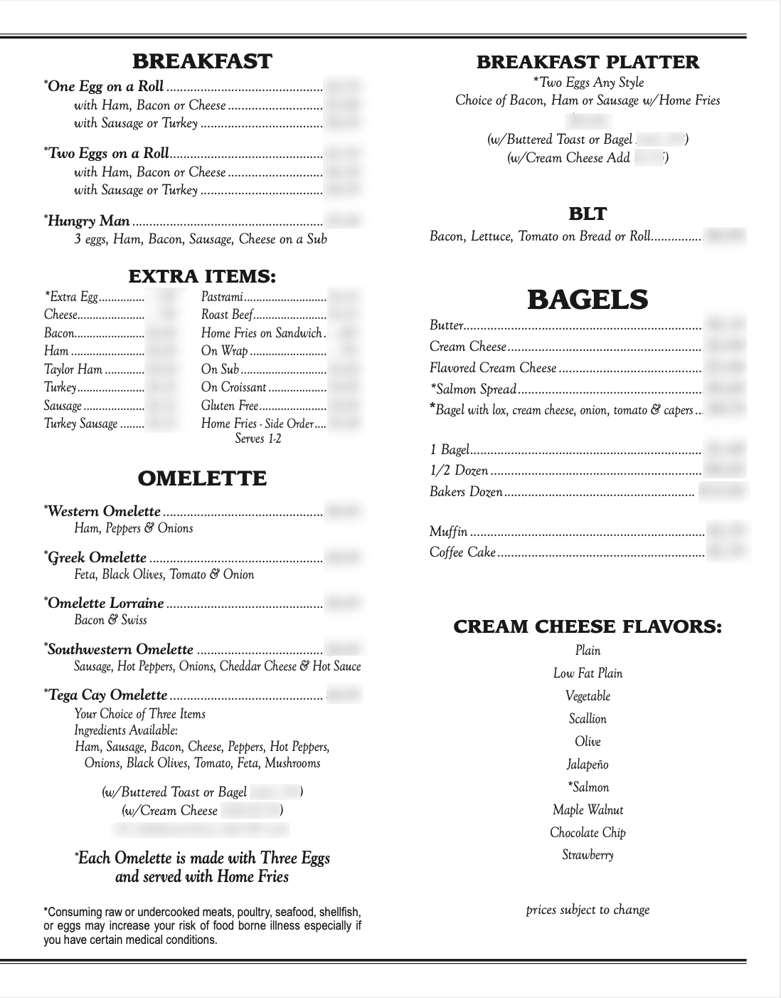 Breakfast Menu